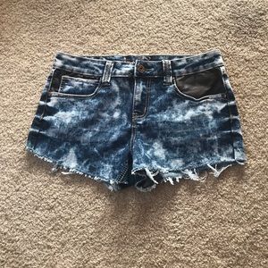 Shorts, Dark Acid Wash w/Faux Leather Panels